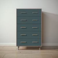 New York Tall Chest in Aqua Grey / Rosemary finish
