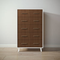 New York Tall Chest in Bianco Satinato / Nocello finish