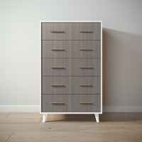 New York Tall Chest in Solid White / Aqua Grey finish