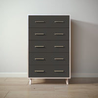 New York Tall Chest in Washed White / Peppercorn finish