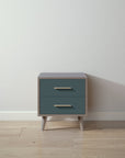 New York Nightstand in Aqua Grey / Rosemary finish