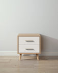 New York Nightstand in Sandstone / Bianco Satinato finish