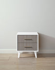 New York Nightstand in Solid White / Aqua Grey finish