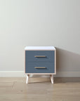 New York Nightstand in Washed White / Navy finish