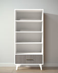 New York Bookcase in Bianco Satinato / Aqua Grey finish