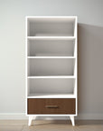 New York Bookcase in Bianco Satinato / Nocello finish