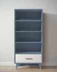 New York Bookcase in Navy / Bianco Satinato finish