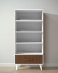 New York Bookcase in Solid White / Nocello finish