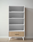 New York Bookcase in Solid White / Sandstone finish