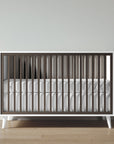 New York Crib in Solid White / Aqua Grey finish
