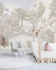 Foggy forest faun in color Wallpaper