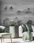 Foggy Landscape Grey Wallpaper