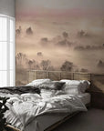 Foggy Landscape Peach Wallpaper