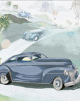 Retro cars (blue) Wallpaper