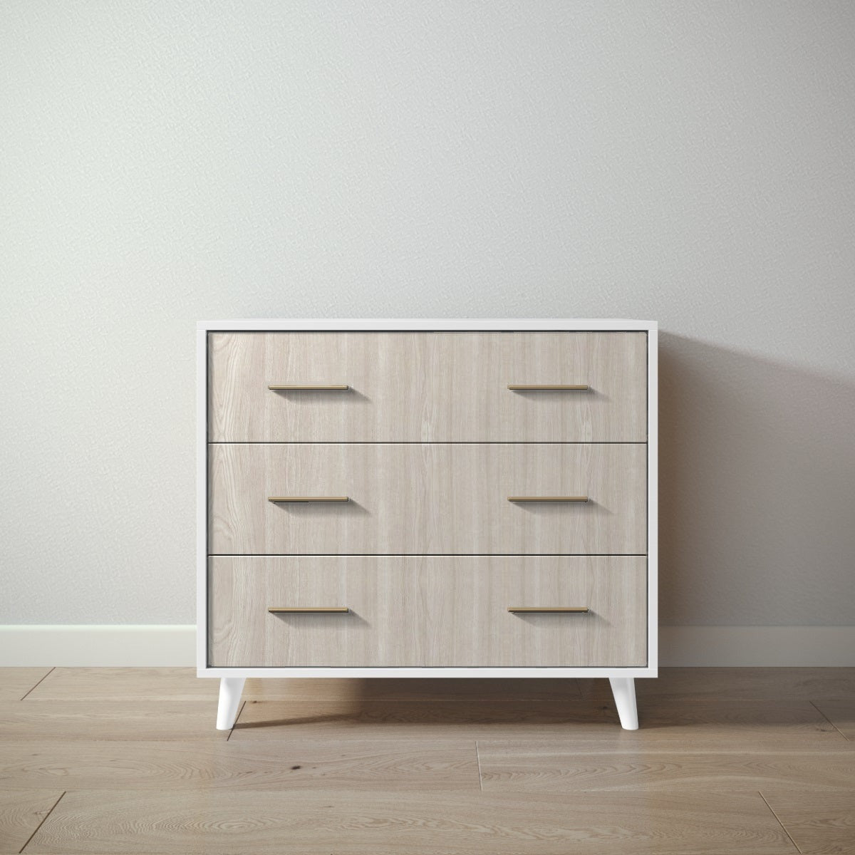 New York Single Dresser in Solid White / Ash finish