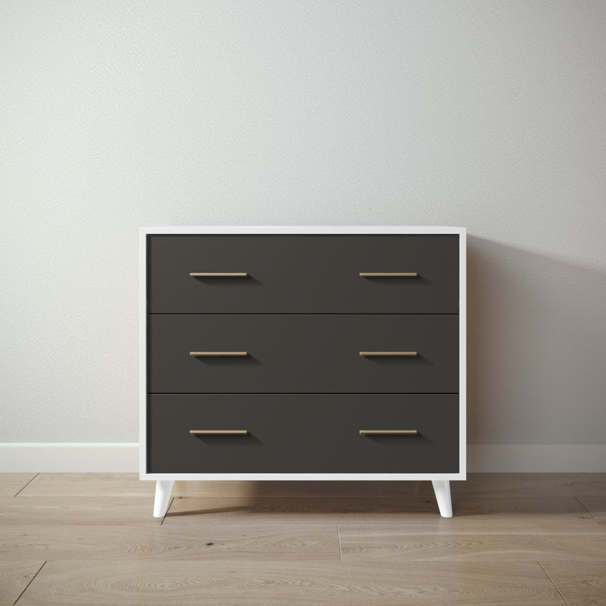 New York Single Dresser in Solid White / Peppercorn finish