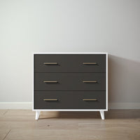 New York Single Dresser in Solid White / Peppercorn finish