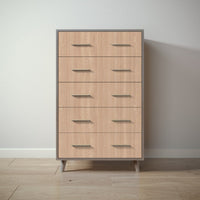 New York Tall Chest in Aqua Grey / Albero Puro finish
