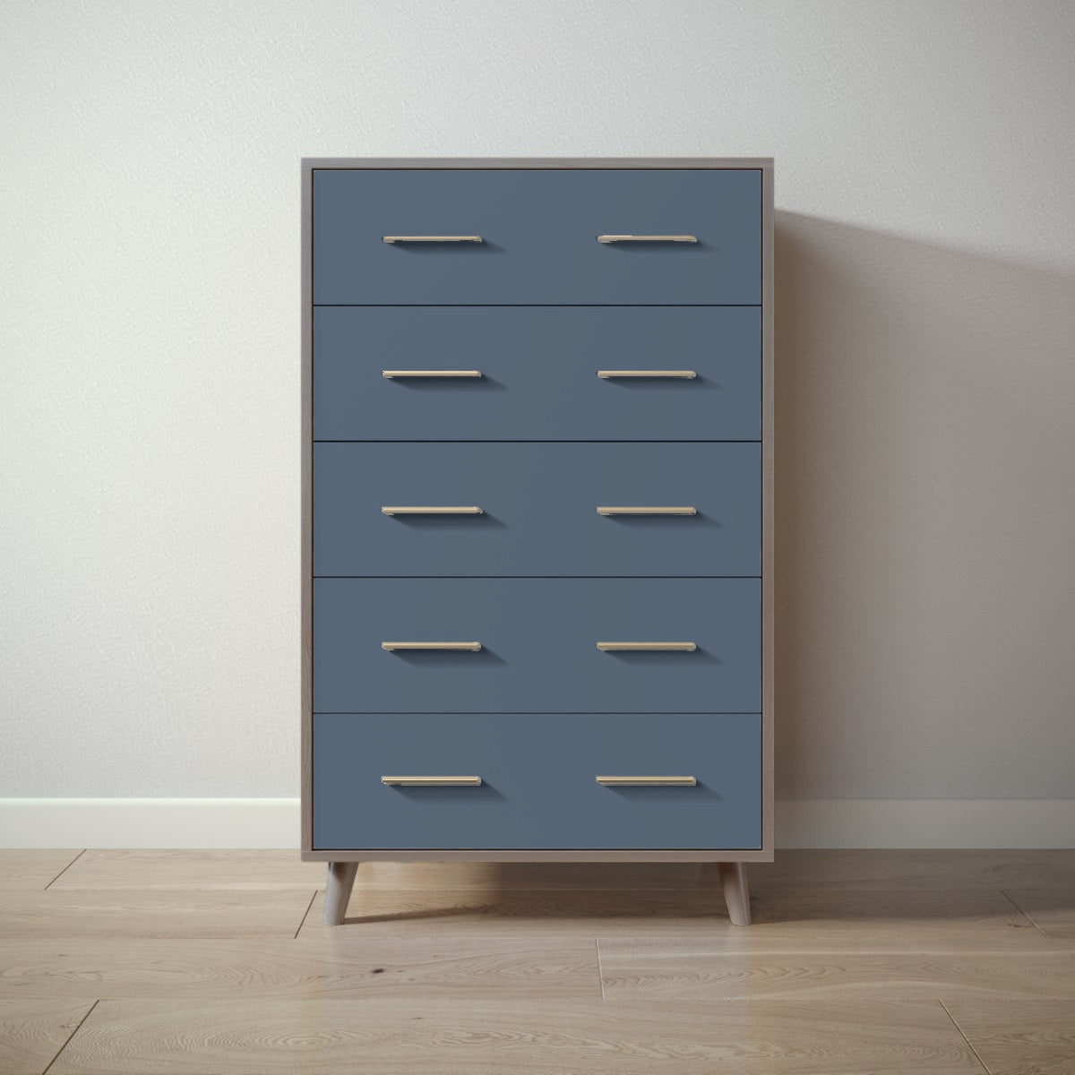 New York Tall Chest in Aqua Grey / Navy finish