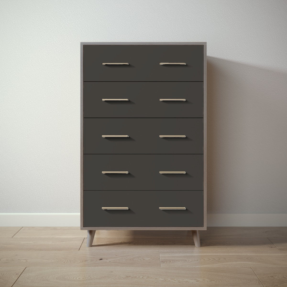 New York Tall Chest in Aqua Grey / Peppercorn finish