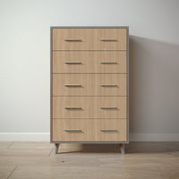New York Tall Chest in Aqua Grey / Sandstone finish
