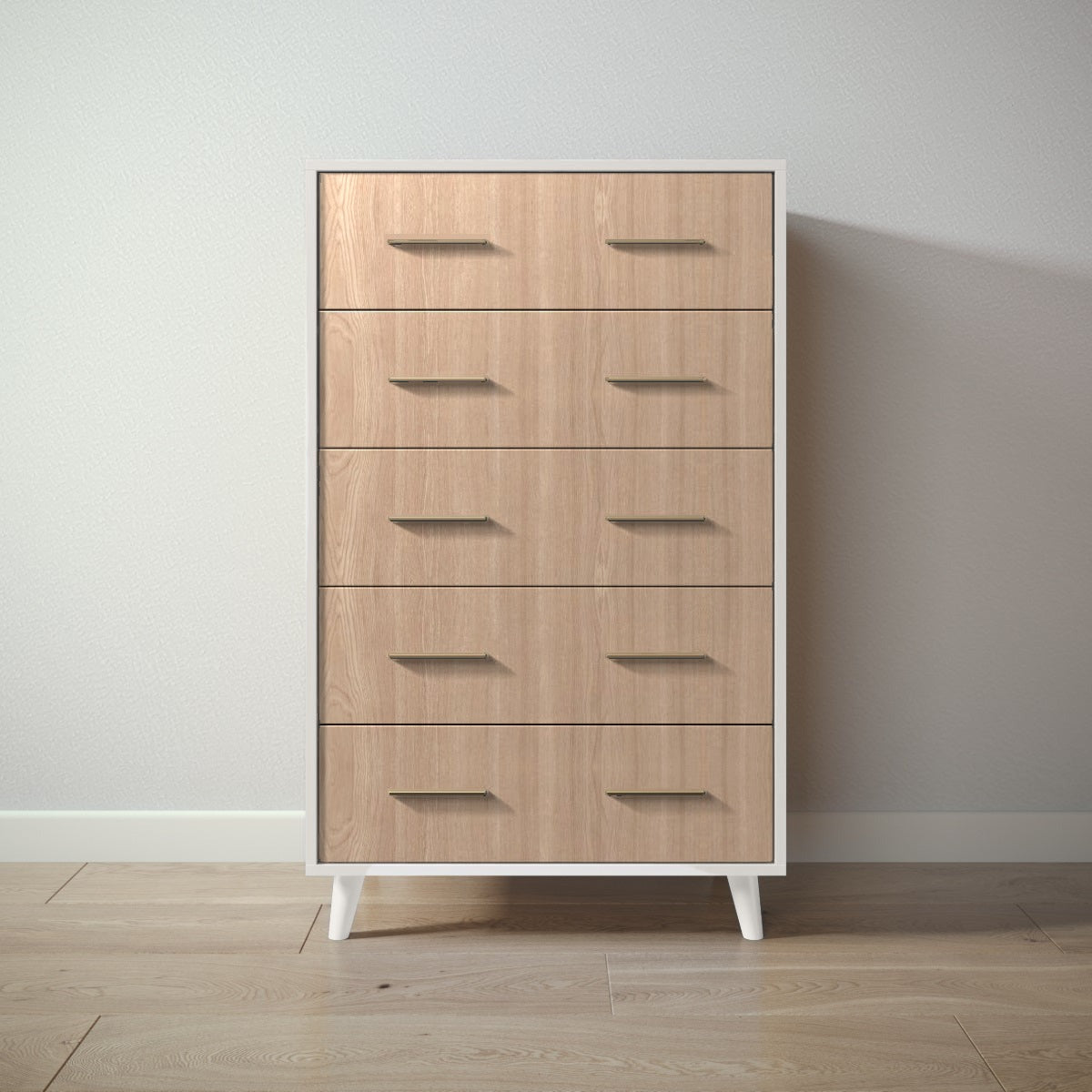New York Tall Chest in Bianco Satinato / Albero Puro finish