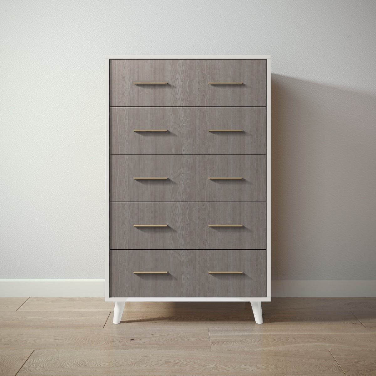 New York Tall Chest in Bianco Satinato / Aqua Grey finish