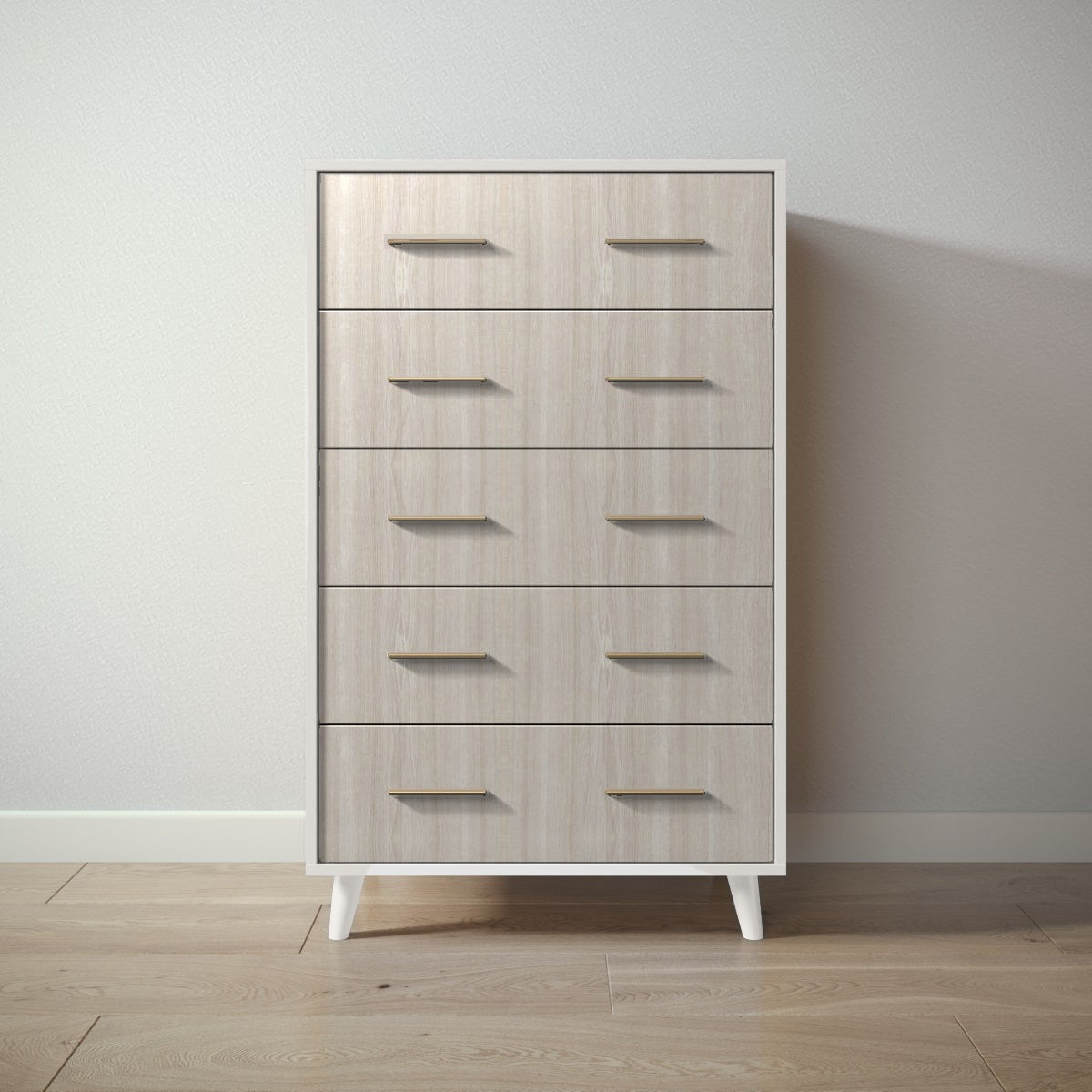 New York Tall Chest in Bianco Satinato / Ash finish
