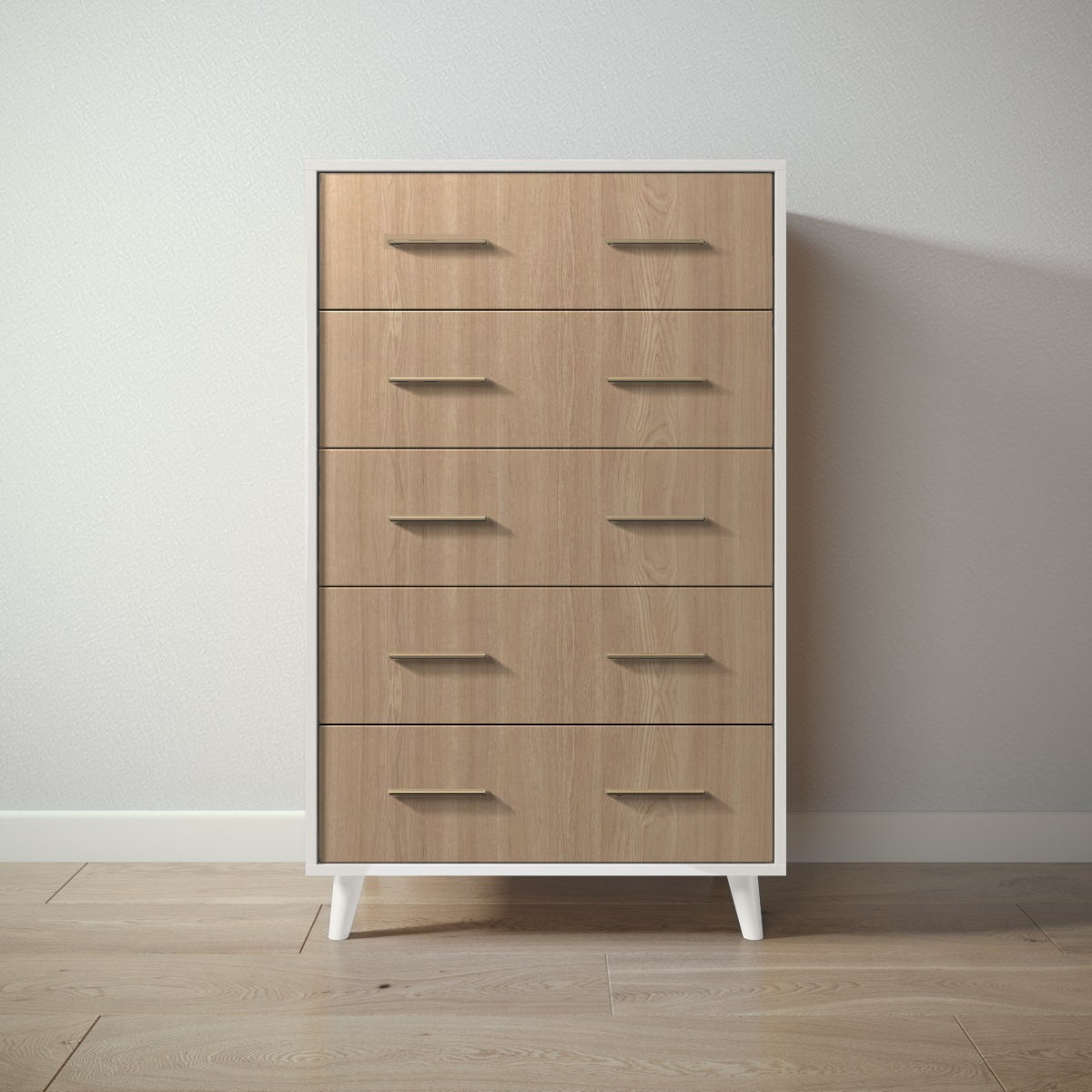New York Tall Chest in Bianco Satinato / Harvest finish