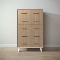 New York Tall Chest in Bianco Satinato / Harvest finish