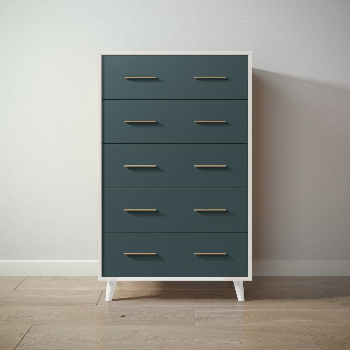 New York Tall Chest in Bianco Satinato / Rosemary finish