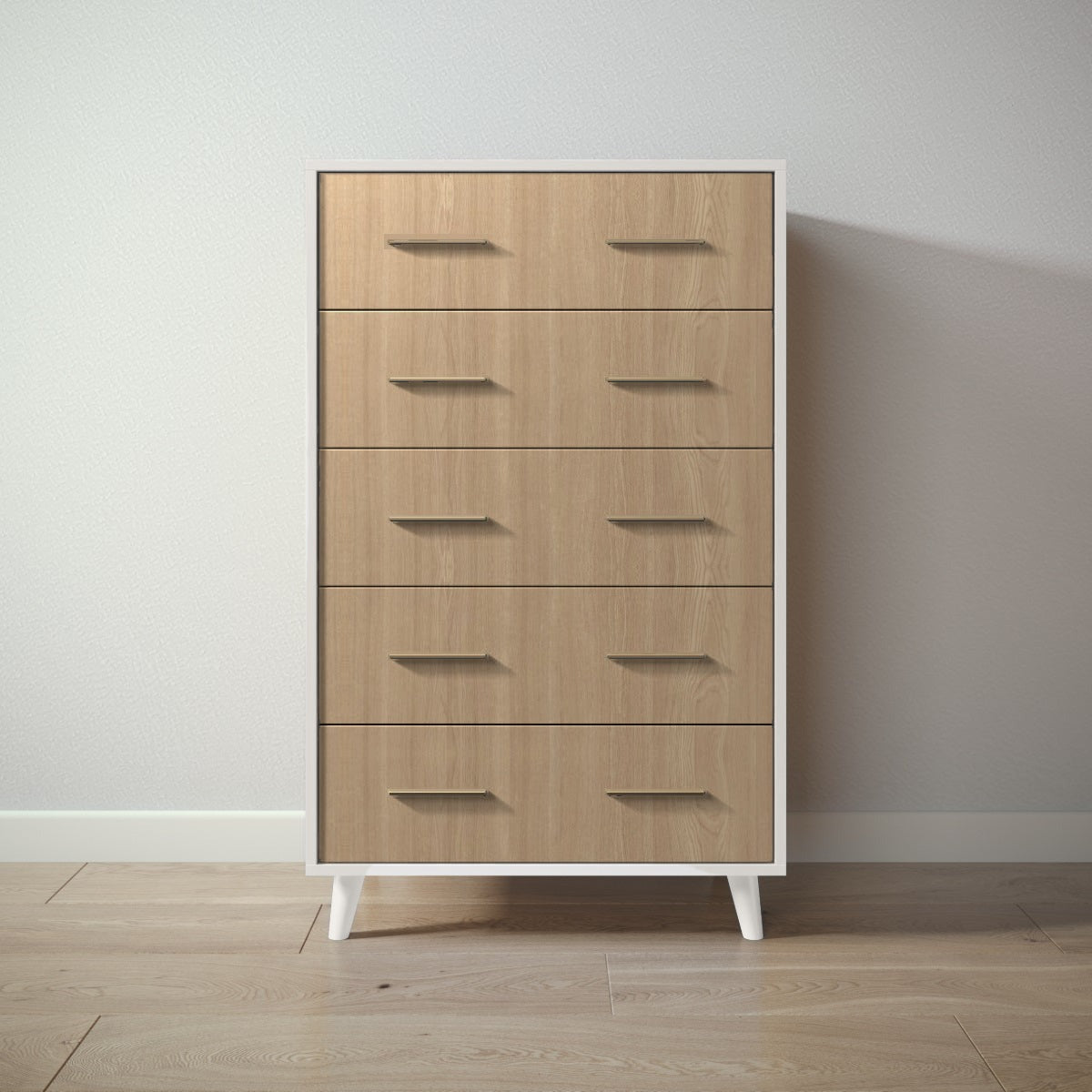 New York Tall Chest in Bianco Satinato / Sandstone finish