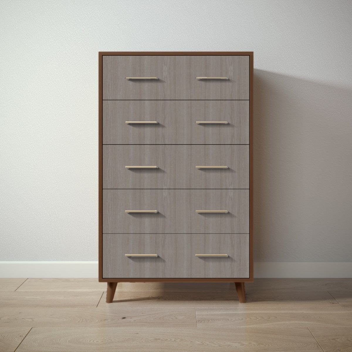 New York Tall Chest in Nocello / Aqua Grey finish