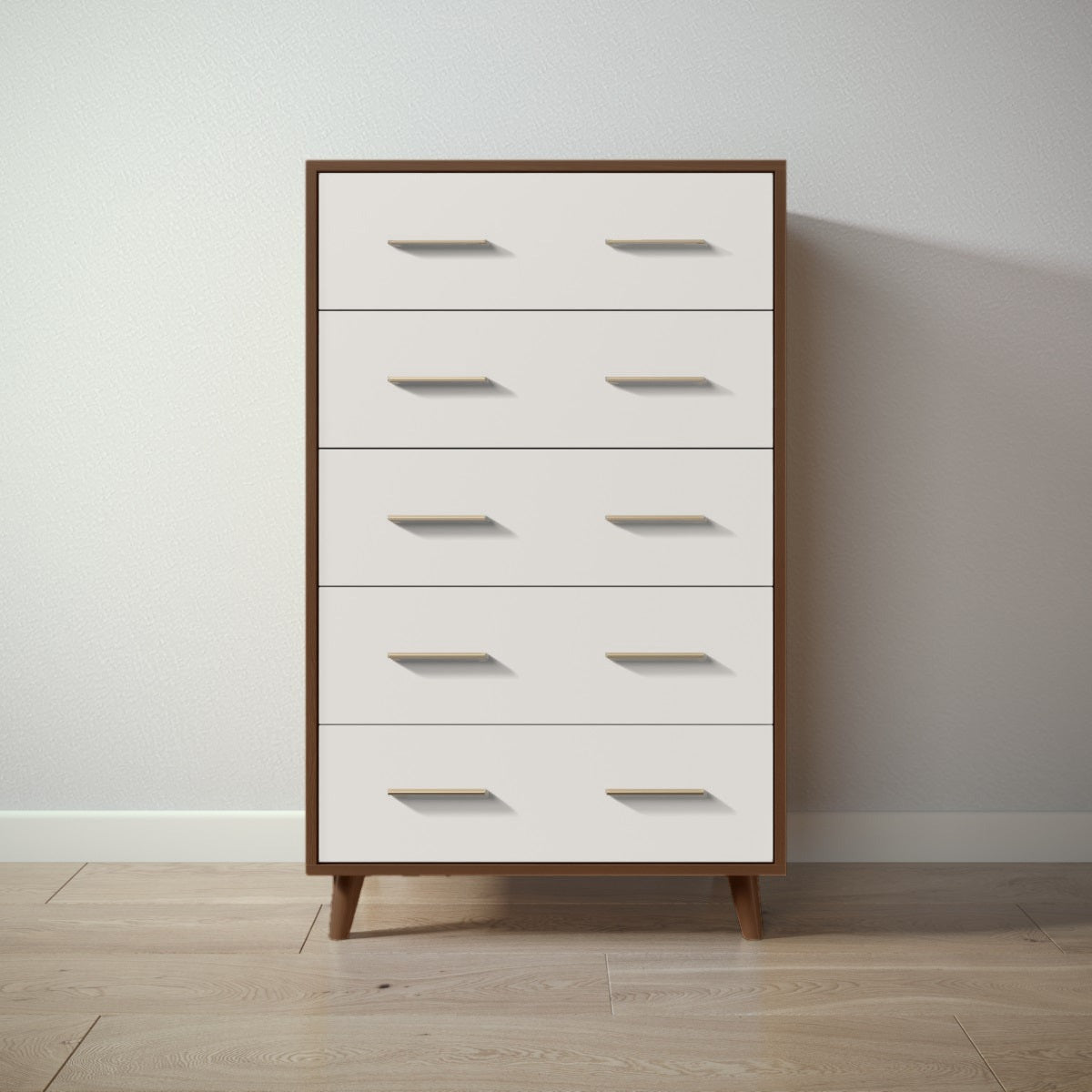 New York Tall Chest in Nocello / Bianco Satinato finish