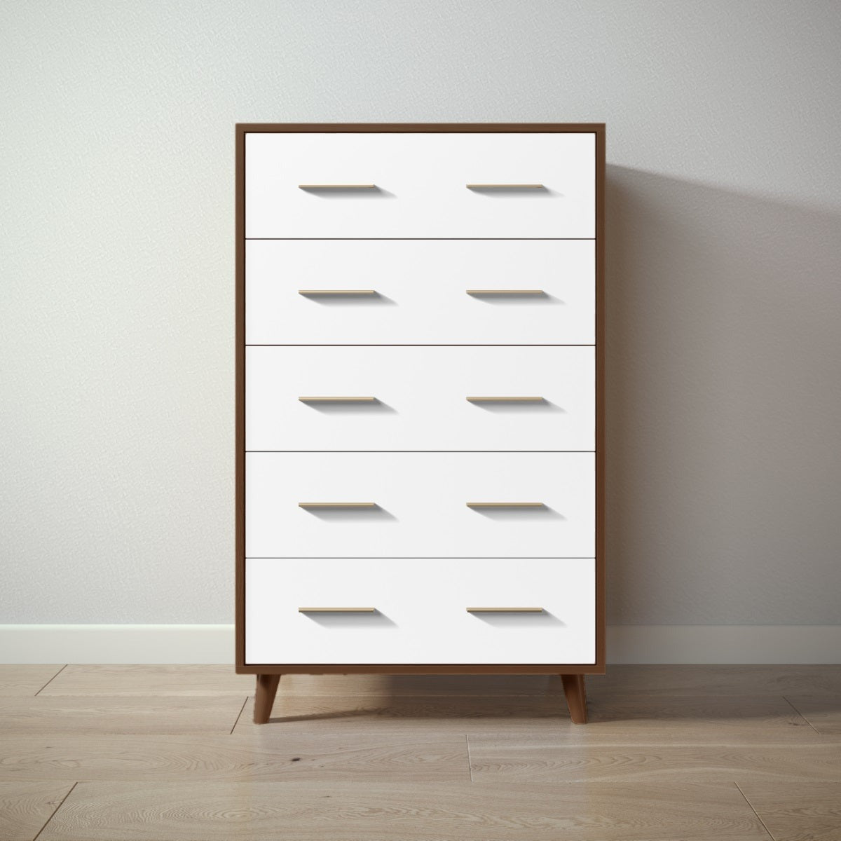 New York Tall Chest in Nocello / Solid White finish