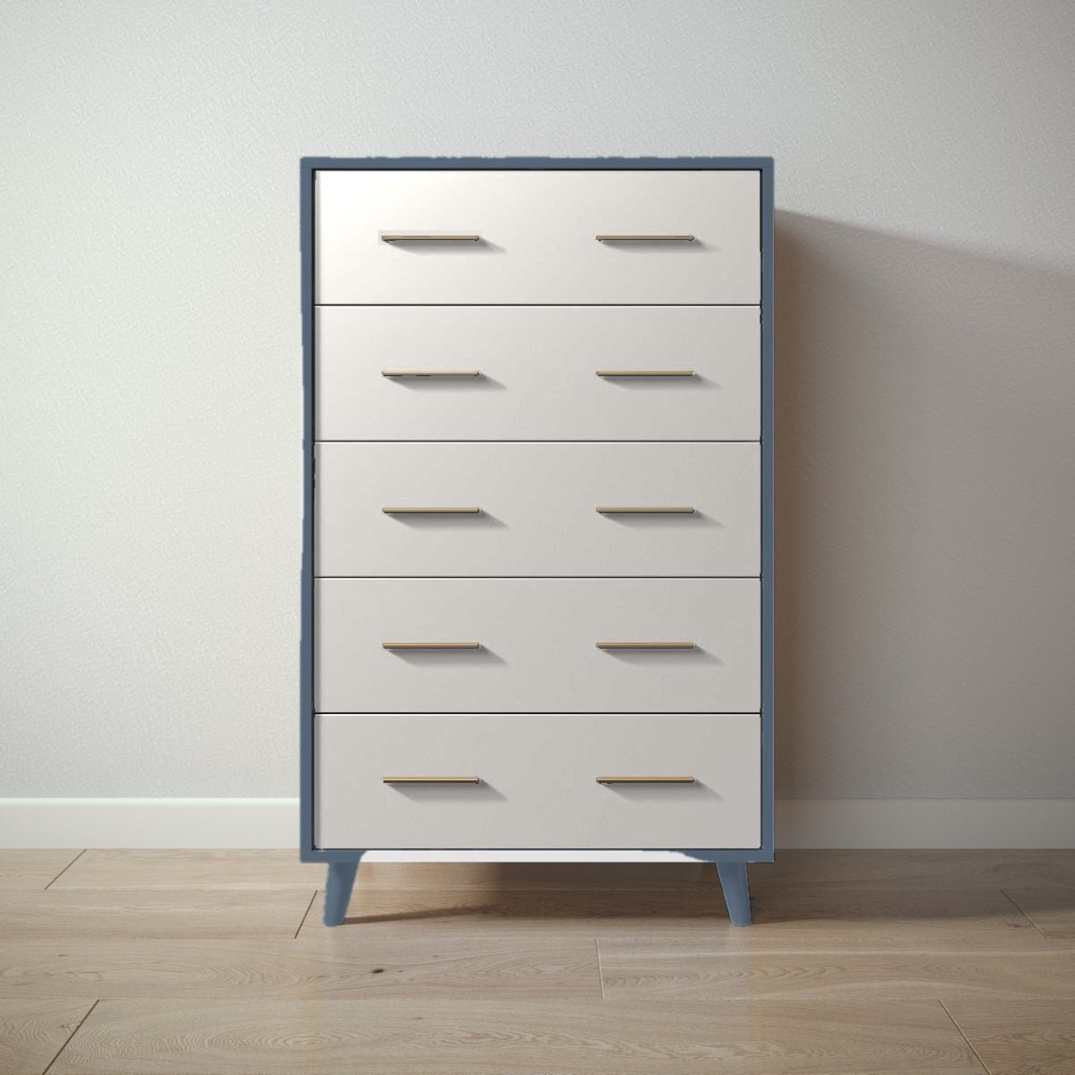 New York Tall Chest in Navy / Bianco Satinato finish