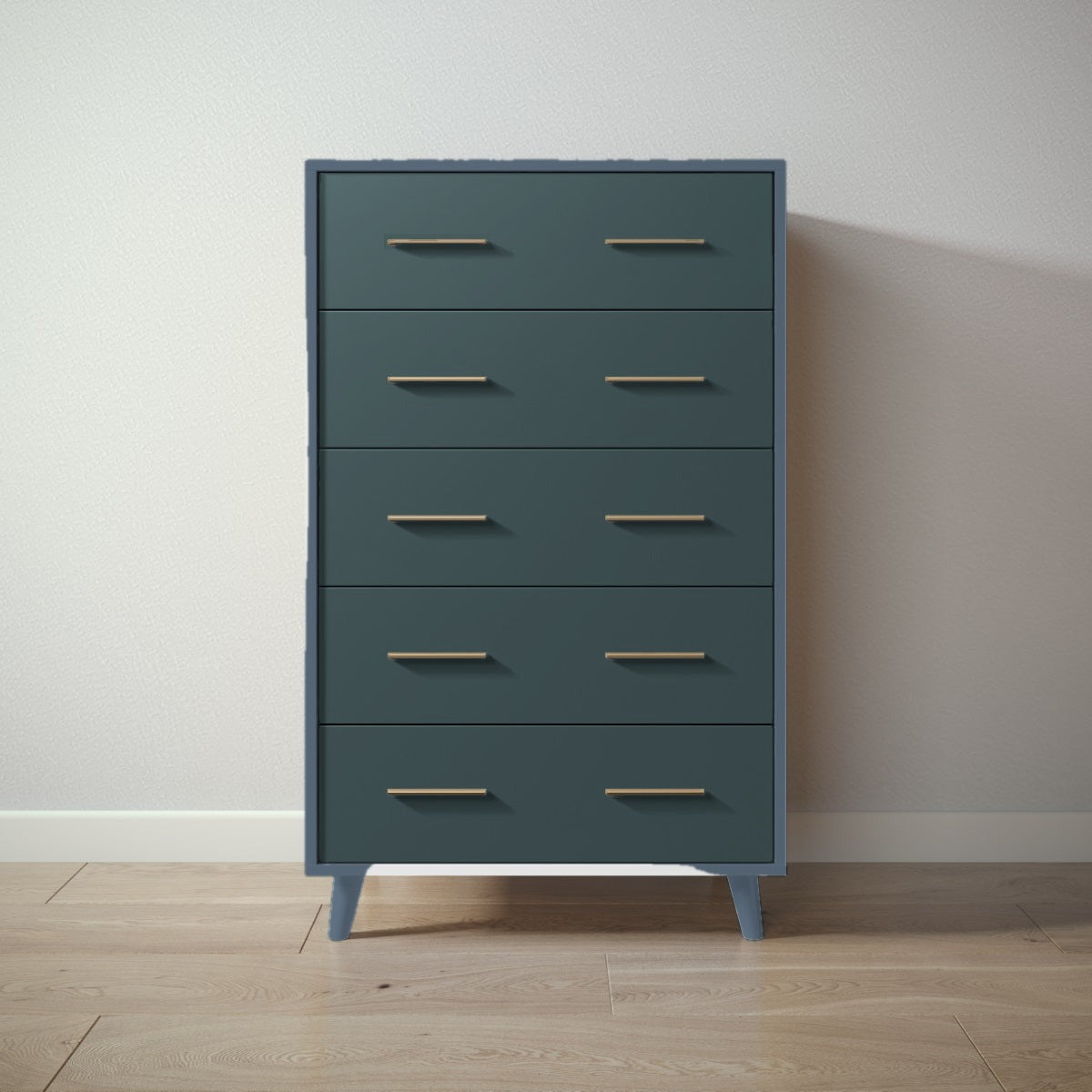 New York Tall Chest in Navy / Rosemary finish