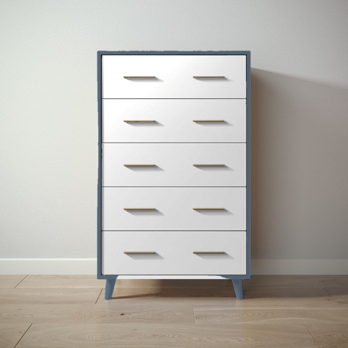 New York Tall Chest in Navy / Solid White finish