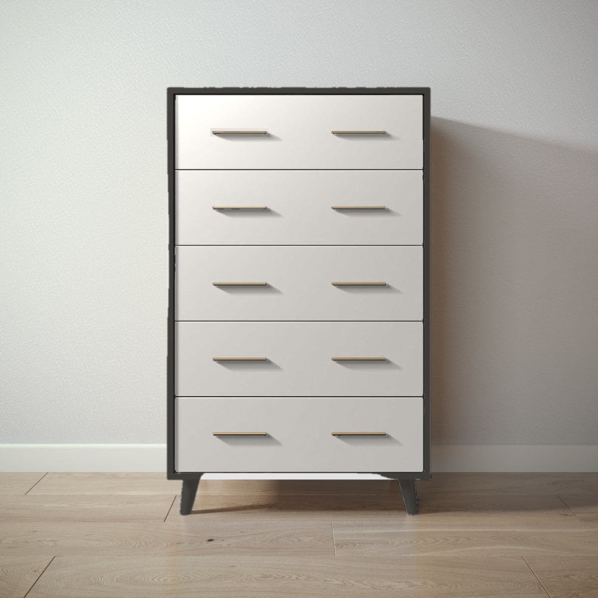New York Tall Chest in Peppercorn / Bianco Satinato finish
