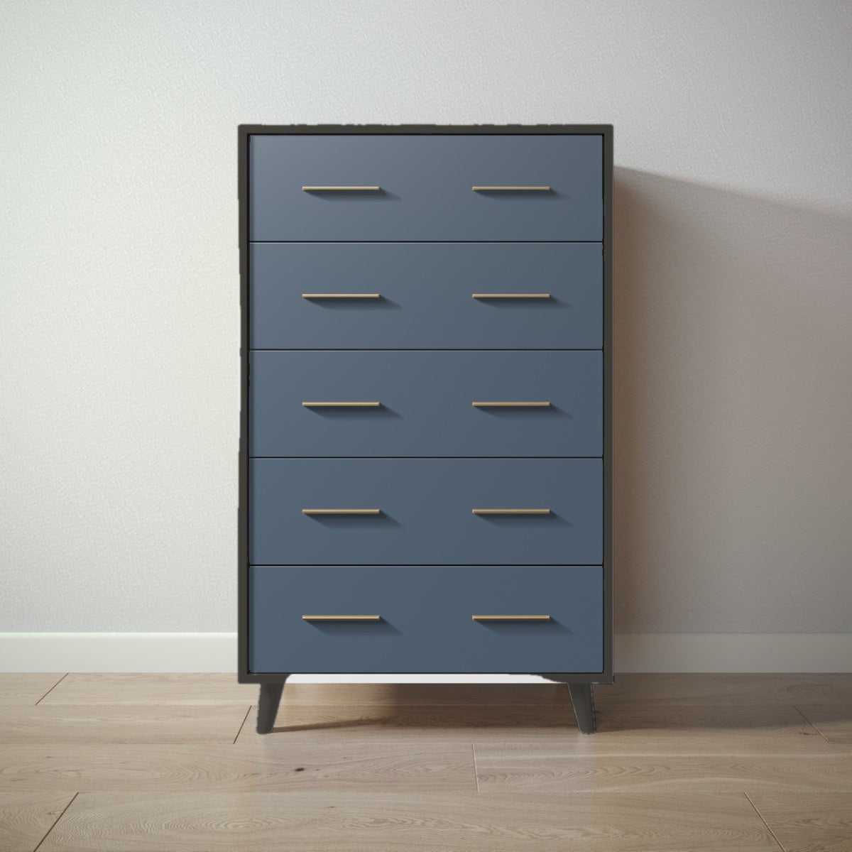 New York Tall Chest in Peppercorn / Navy finish