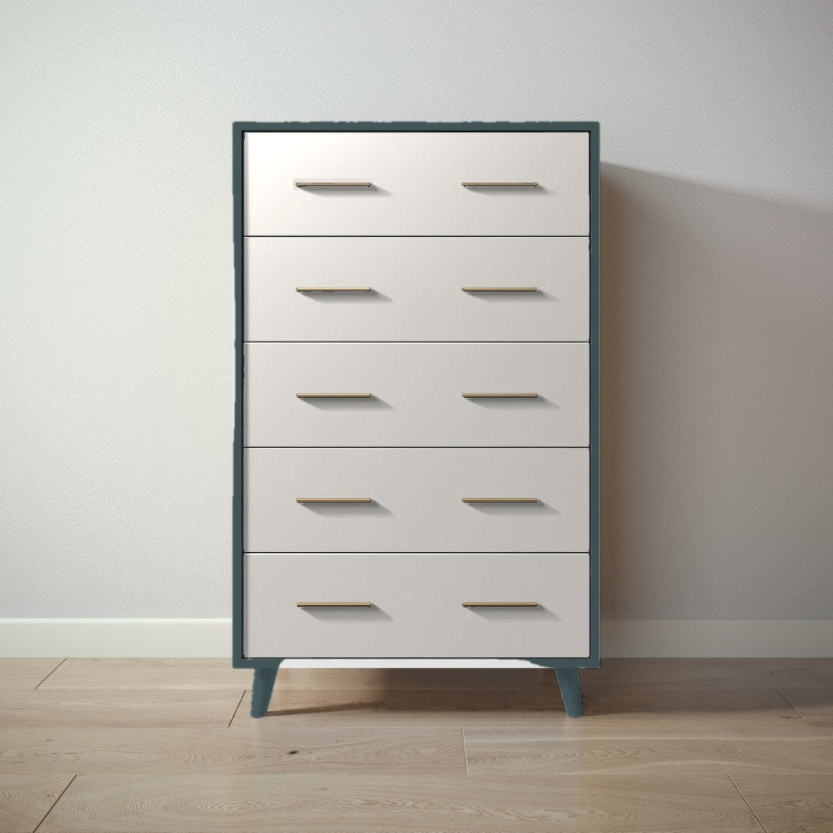 New York Tall Chest in Rosemary / Bianco Satinato finish