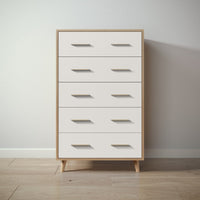 New York Tall Chest in Sandstone / Bianco Satinato finish