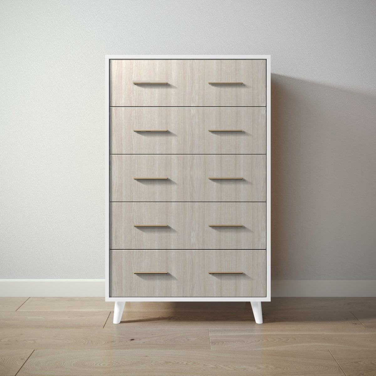 New York Tall Chest in Solid White / Ash finish