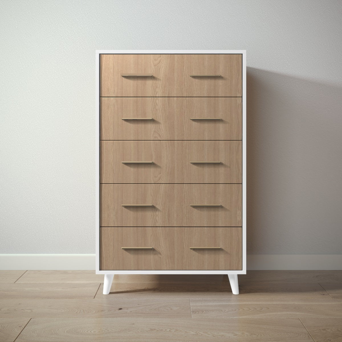 New York Tall Chest in Solid White / Harvest finish