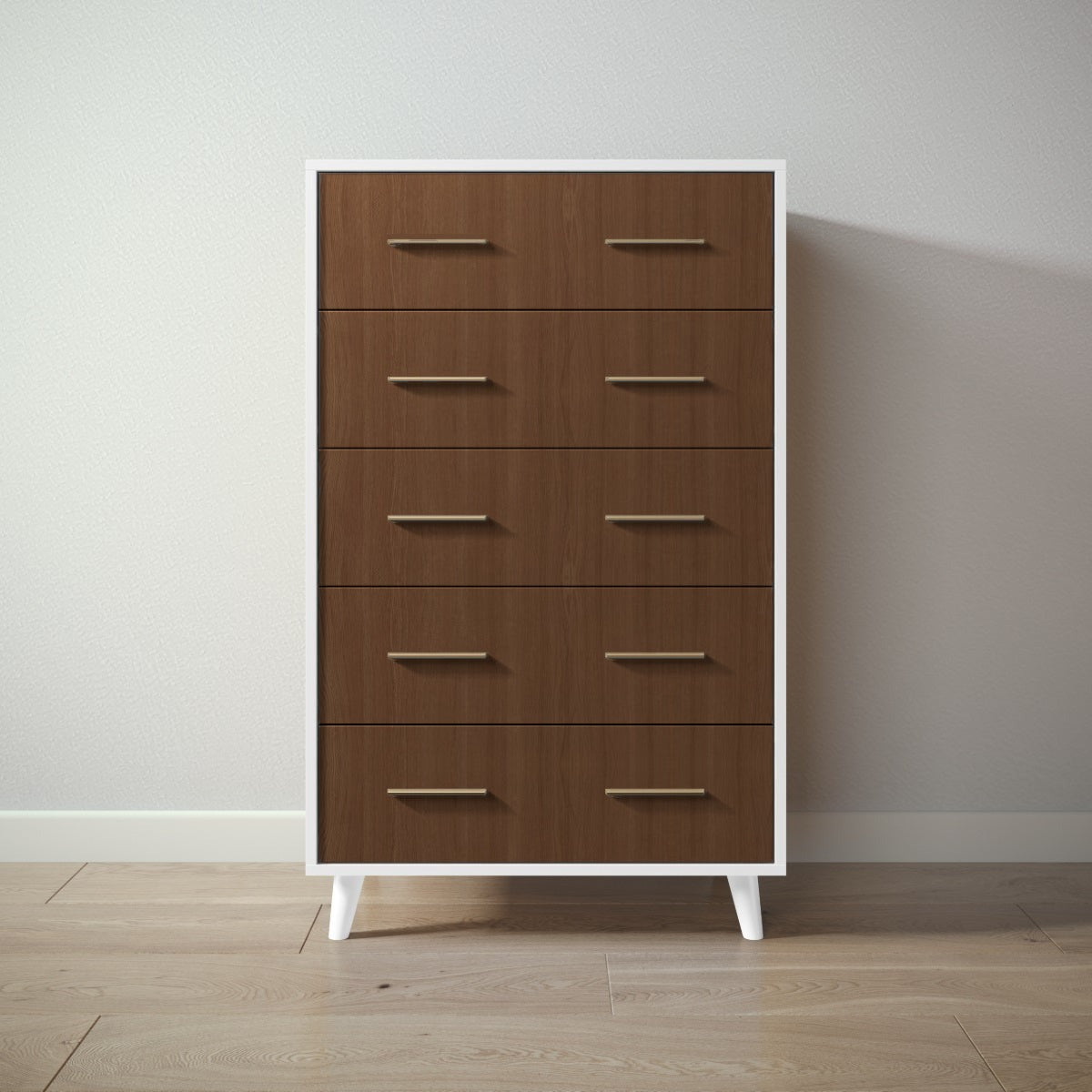 New York Tall Chest in Solid White / Nocello finish