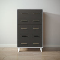 New York Tall Chest in Solid White / Peppercorn finish