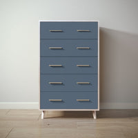 New York Tall Chest in Washed White / Navy finish
