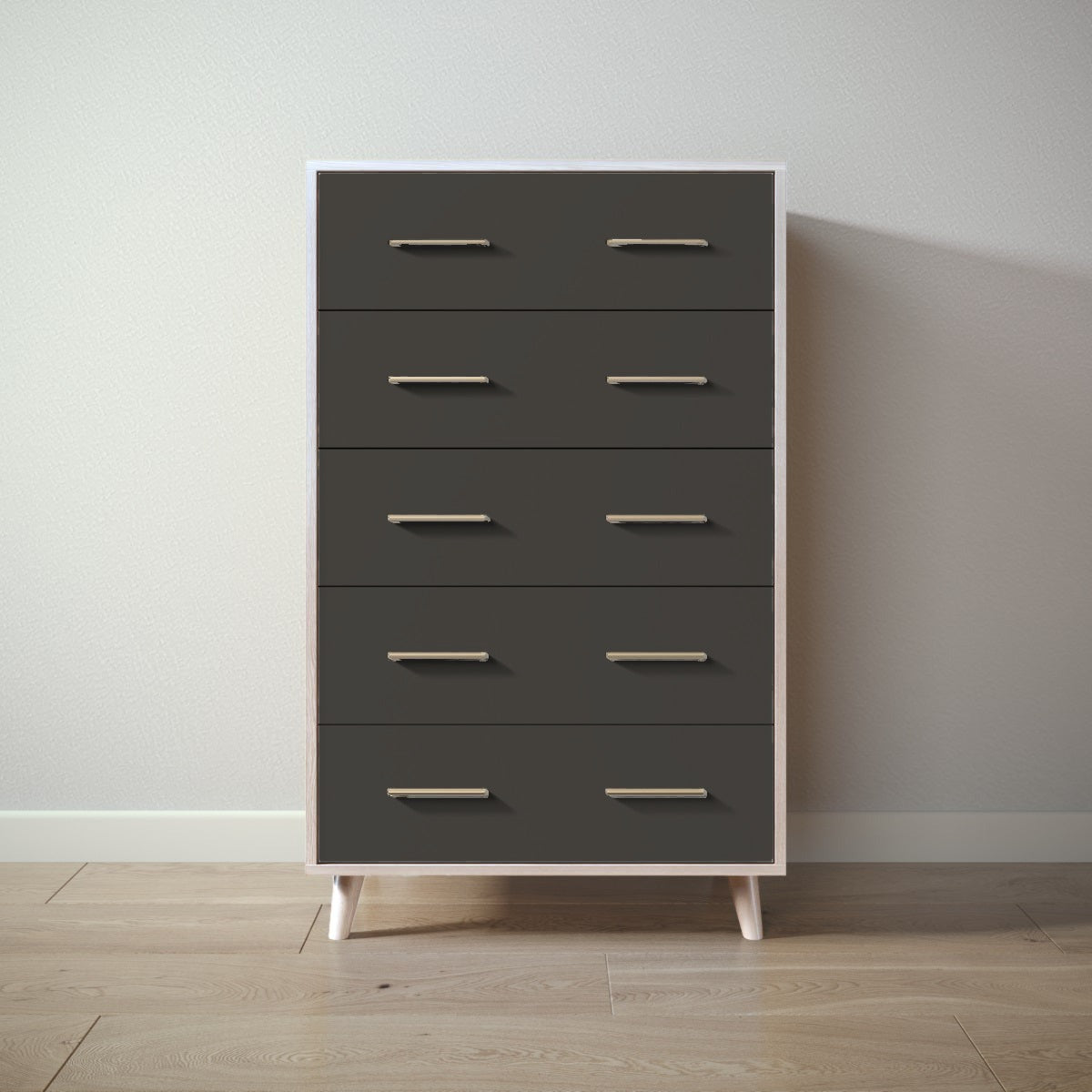 New York Tall Chest in Washed White / Peppercorn finish
