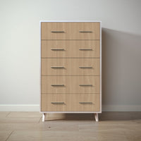 New York Tall Chest in Washed White / Sandstone finish