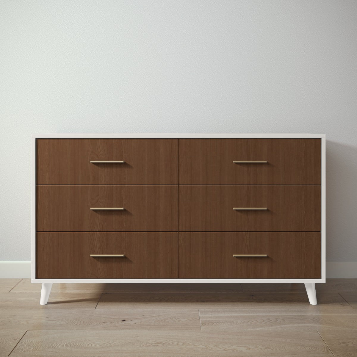 New York Double Dresser in Bianco Satinato / Nocello finish